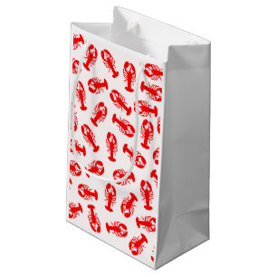 Sacola Para Presentes Pequena Teste padrão vermelho bonito do animal da lagosta