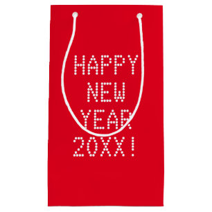 Sacola Para Presentes Pequena Texto personalizado branco feliz ano novo moderno