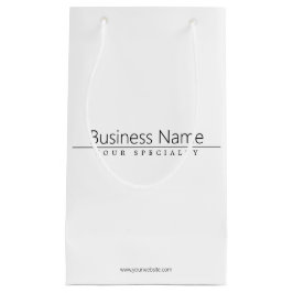 Sacola Para Presentes Pequena Texto Preto Simples e Elegante sobre Branco