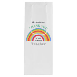 Sacola Para Presentes Pequena Thank You Teacher Rainbow Personalized