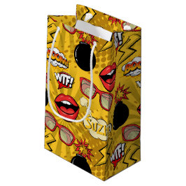 Sacola Para Presentes Pequena The Bomb Retro Lábios Red/Dourado ID553