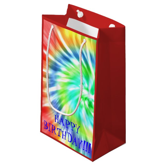 Sacola Para Presentes Pequena Tie Dye Happy Birthday Gift Bag (Frente inclinada)