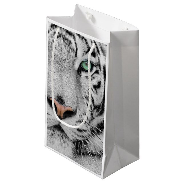 Sacola Para Presentes Pequena Tigre branco (Frente inclinada)