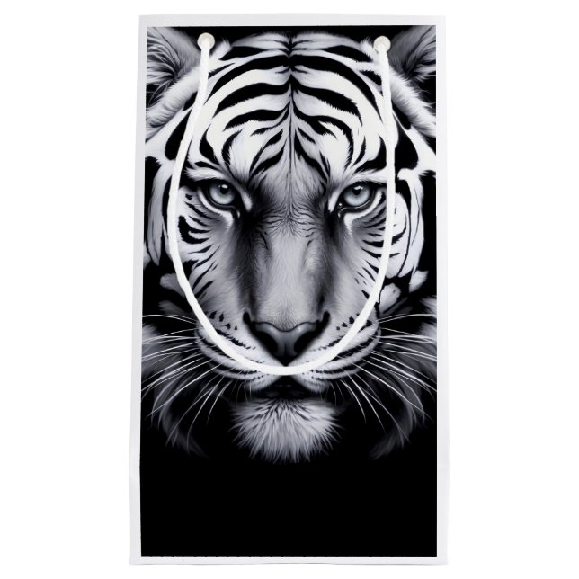 Sacola Para Presentes Pequena tigre preto e branco (Frente)