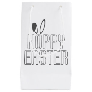 Sacola Para Presentes Pequena Tipografia Simples de Páscoa Hoppy Pun Bolsa par