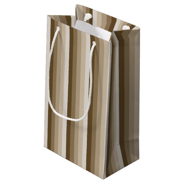 Sacola Para Presentes Pequena Tiras de sombra castanhas (Verso inclinado)