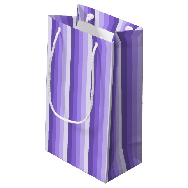 Sacola Para Presentes Pequena Tiras de sombra violeta (Verso inclinado)
