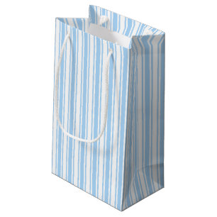 Sacola Para Presentes Pequena Tiras doces brancas e azuis claras
