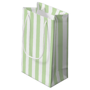 Sacola Para Presentes Pequena Tiras doces brancas e verdes claras