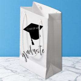 Sacola Para Presentes Pequena Toca de Formatura Minimalista Preto e Branco Gradu