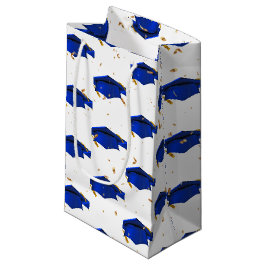 Sacola Para Presentes Pequena Toca de Graduação Azul com Confetes