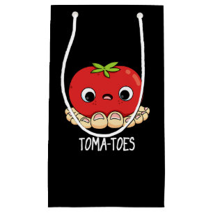 Sacola Para Presentes Pequena Tomate Engraçado Toma com Toes Pun Dark BG