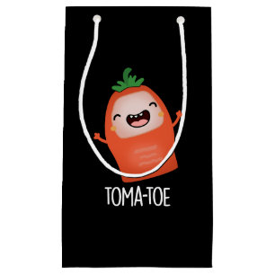 Sacola Para Presentes Pequena Tomate Engraçado Tomate Pun Dark BG