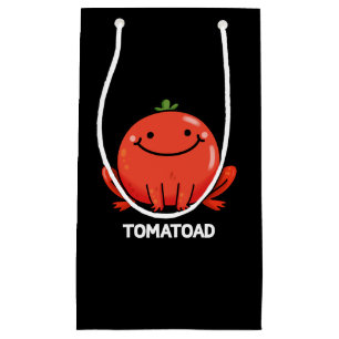 Sacola Para Presentes Pequena Tomatoad Engraçado Tomate Toad Pun Dark BG