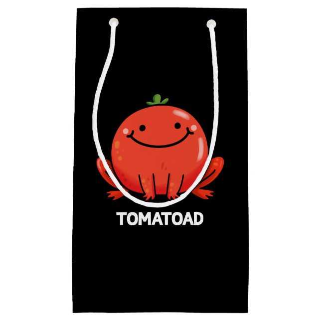 Sacola Para Presentes Pequena Tomatoad Engraçado Tomate Toad Pun Dark BG (Frente)