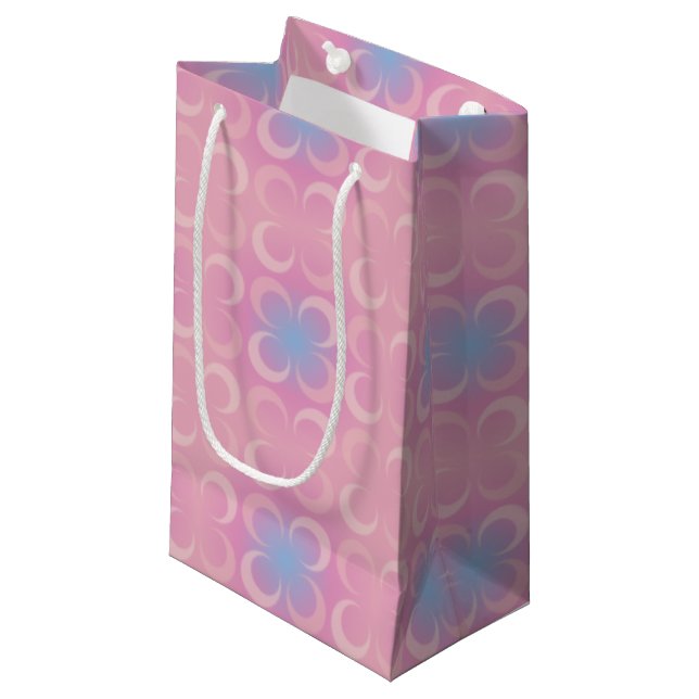 Sacola Para Presentes Pequena Tons de Rosa c/ Fundo Rosa e Azul (Frente inclinada)