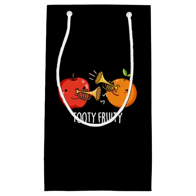 Sacola Para Presentes Pequena Tooty Fruity Fruta Engraçado Músico Pun Dark BG (Frente)