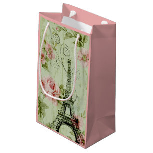 Sacola Para Presentes Pequena torre chic primavera mint cor-de-rosa para as flor