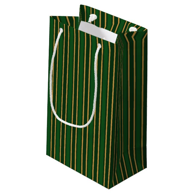 Sacola Para Presentes Pequena Torres verdes e douradas (Verso inclinado)