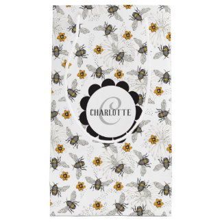 Sacola Para Presentes Pequena Trendy Black Buzzing Honeybee para Primavera e Ver