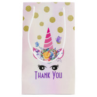 Trendy Pink Unicorn Confetti e Flores Obrigado
