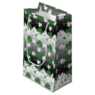 Sacola Para Presentes Pequena Trevos, verde e branco no campo de Gradated