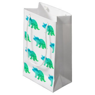 Sacola Para Presentes Pequena Tricertops Pintor de Dinossauro Neon