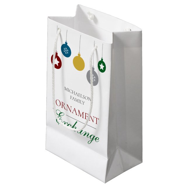 Sacola Para Presentes Pequena Troca de Enfeites de Natal (Frente inclinada)