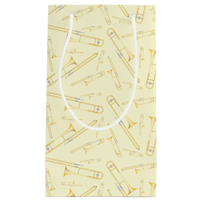 Sacola Para Presentes Pequena Trombone Musical Banda Professora Pequena Saco Pre (Frente)