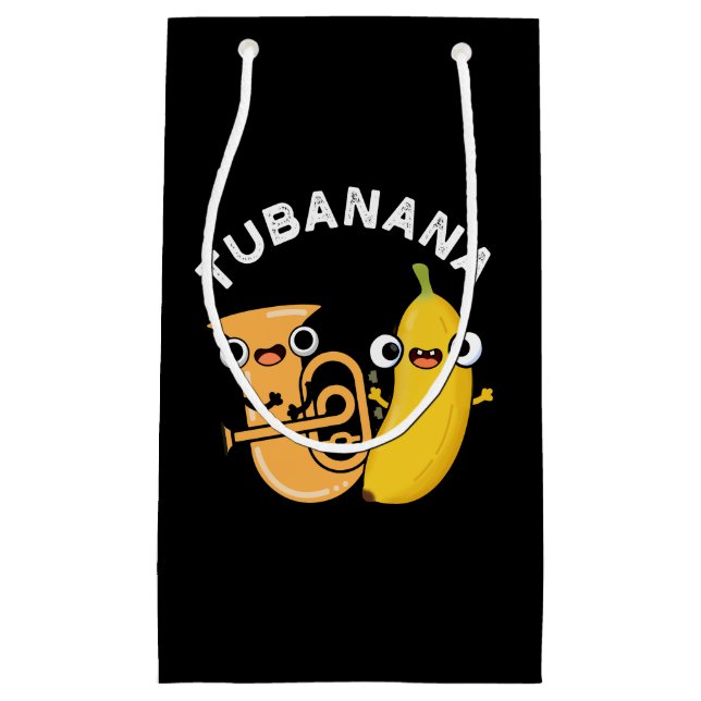 Sacola Para Presentes Pequena Tubanana Funny Tuba Banana Pun Dark BG (Frente)