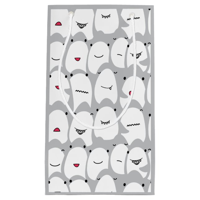 Sacola Para Presentes Pequena Tubarões Engraçados (Frente)