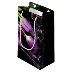 Sacola Para Presentes Pequena Tulipas e vinho roxos