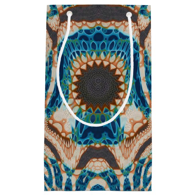 Sacola Para Presentes Pequena Turquesa Dourada Sun Sudoeste Arte (Frente)