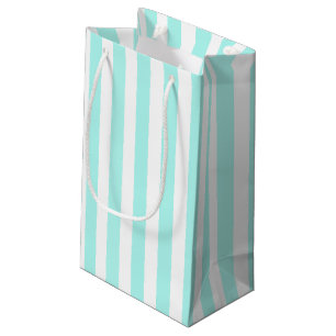 Sacola Para Presentes Pequena Turquesas e listras brancas de doce