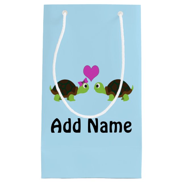 Sacola Para Presentes Pequena Turtle Love (Frente)