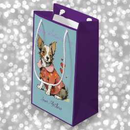 Sacola Para Presentes Pequena Um Chihuahua fofo em um Dia de os namorados