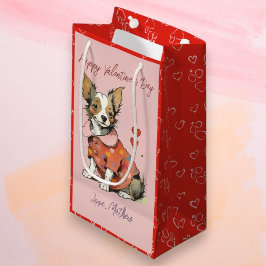 Sacola Para Presentes Pequena Um Chihuahua fofo em um Dia de os namorados