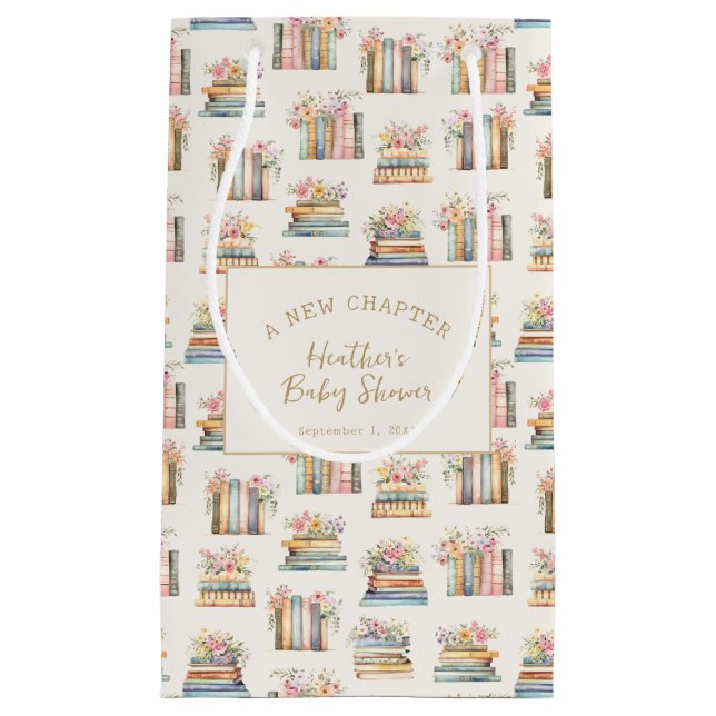 Sacola Para Presentes Pequena Um novo Chá de fraldas de Livros do Capítulo (Frente)