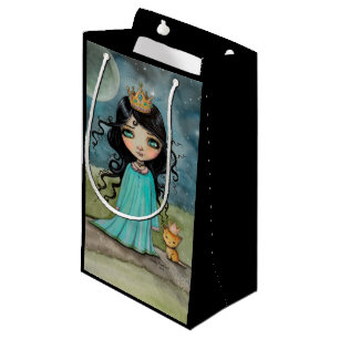 Sacola Para Presentes Pequena Uma Garota e sua Fantasia de Arte com Gato