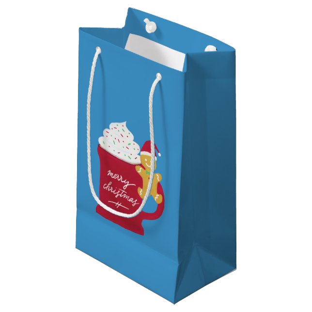 Sacola Para Presentes Pequena Uma Taça de Feliz Natal (Frente inclinada)