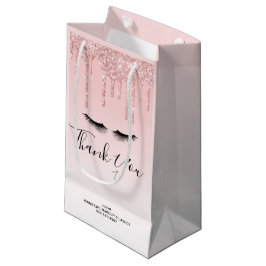 Sacola Para Presentes Pequena Unidades de brilho rosa moderno e Eyelashes empres