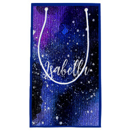 Sacola Para Presentes Pequena Universo Púrpura de Watercolor