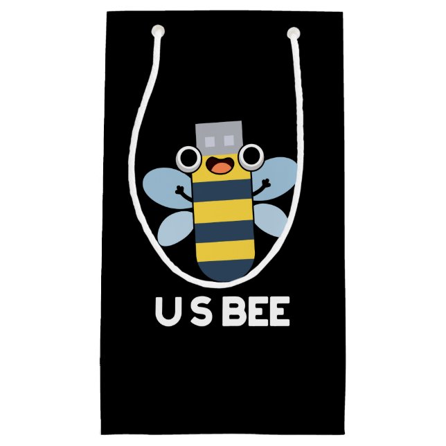 Sacola Para Presentes Pequena US Abelha Engraçado USB Trocadilho Técnico Fundo E (Frente)