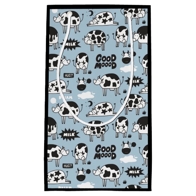 Sacola Para Presentes Pequena Vaca e leite (Frente)