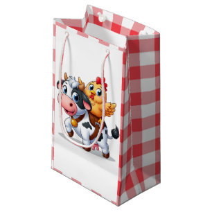 Sacola Para Presentes Pequena vaca/galinha de desenho animado