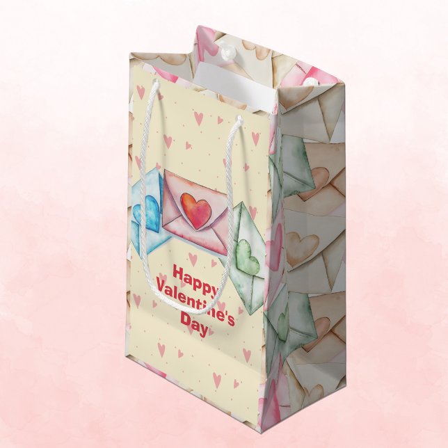 Sacola Para Presentes Pequena Valentine Envelope and Hearts (Criador carregado)