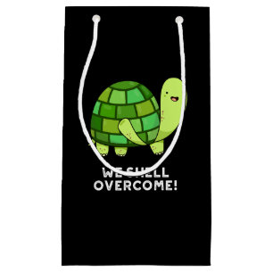Sacola Para Presentes Pequena Vamos Superar Tortoise Engraçada Pun Escuro BG
