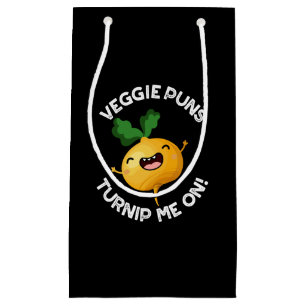 Sacola Para Presentes Pequena Veggie Puns Me Tornando Engraçado Pun Dark BG