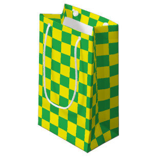Sacola Para Presentes Pequena Verde e amarelo Checkered