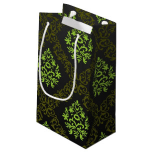 Sacola Para Presentes Pequena Verde floral do papel de parede
